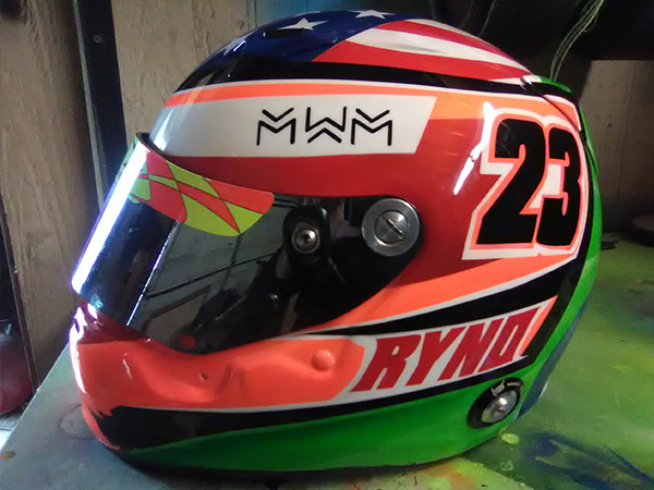 custom painted racing helmet