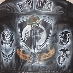 custom airbrushed leather jacket_ POW/MIA design