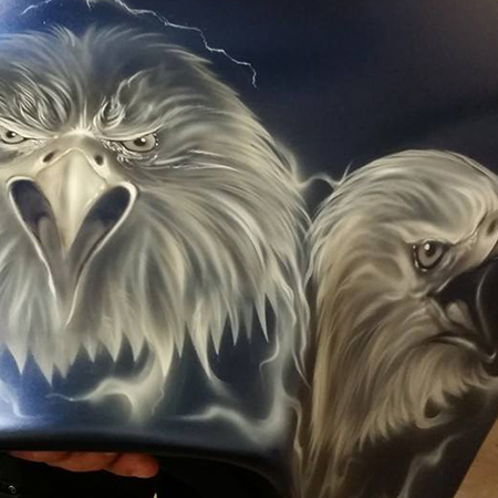 custom painted harley fairing - american eagle airbrushed