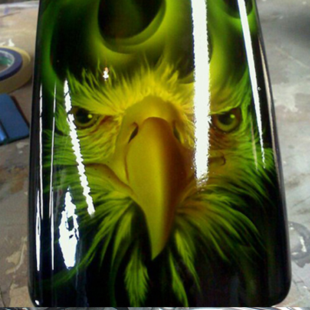motorcycle fender with eagles and fire - kandy paint