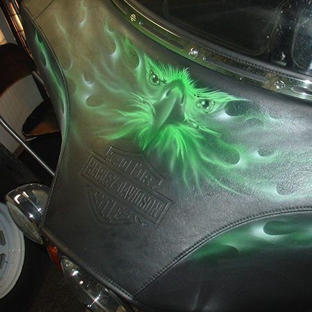 custom painted harley leather fairing - american eagle airbrushed