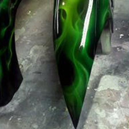 motorcycle fender with eagles and fire - kandy paint - custom fabrication