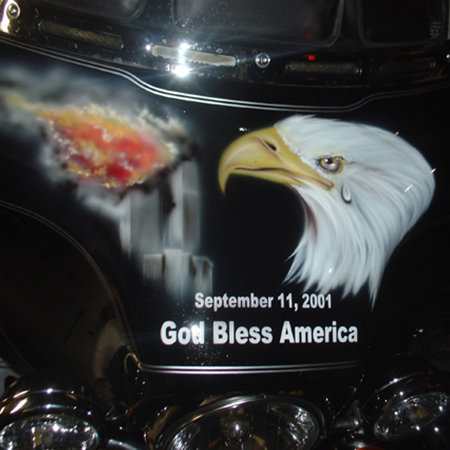 custom painted harley fairing - american eagle airbrushed