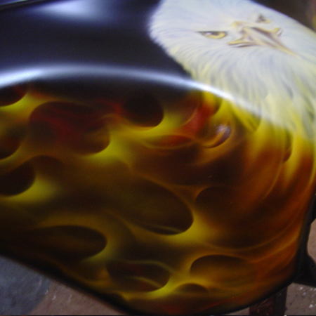 custom painted harley fairing - american eagle airbrushed with true fire