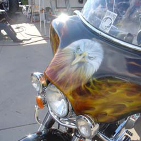 custom painted harley fairing - american eagle airbrushed with true fire