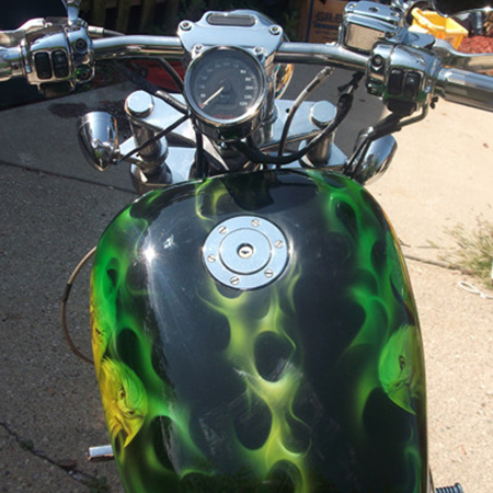 motorcycle gas tank with eagles and fire - kandy paint