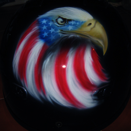 airbrushed eagle on helmet