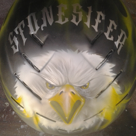airbrushed eagle on helmet