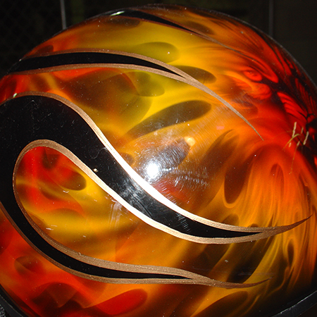 wolf with real fire on motorcycle helmet
