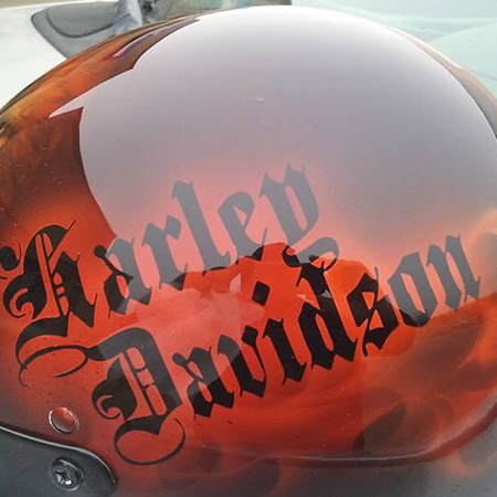 harley logo custom painted on motorcycle helmet