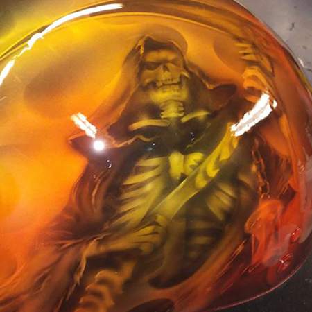 grim reaper airbrushed on motorcycle helmet