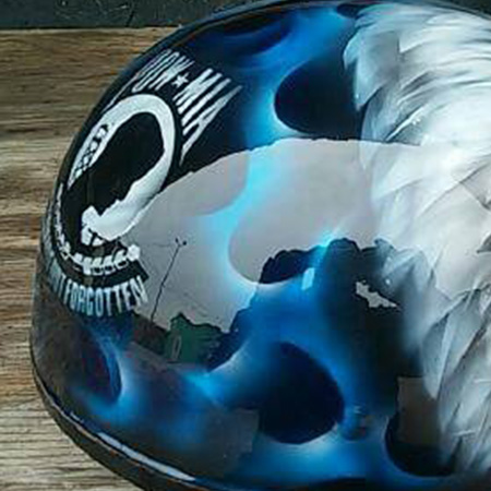 pow, vetern painted motorcycle helmet