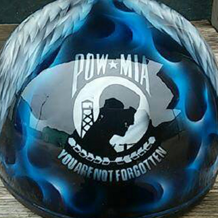 pow, vetern painted motorcycle helmet 