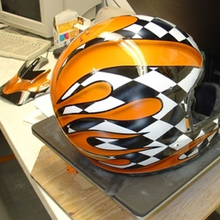 racing helmet with flames
