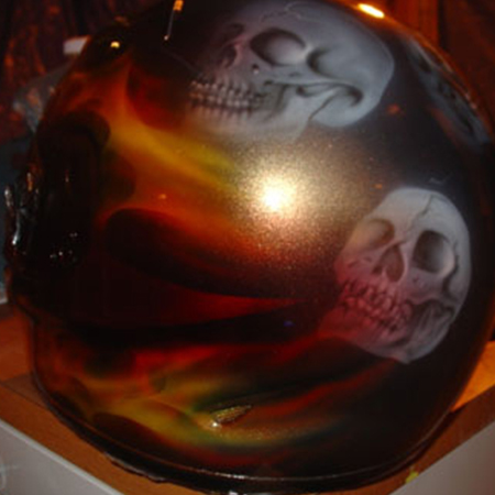 skull  on motorcycle helmet