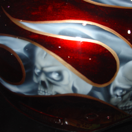 skull  on motorcycle helmet