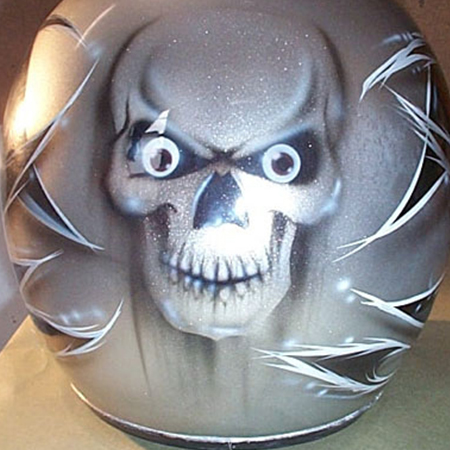 skull  on motorcycle helmet