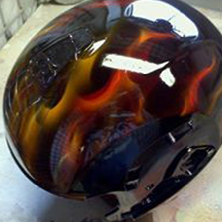 realistic flames on motorcycle helmet