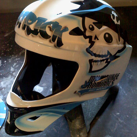 Junior Admirals custom painted goalie mask