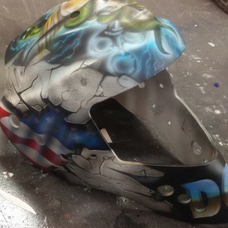 Corpsman style with American flag custom painted goalie mask