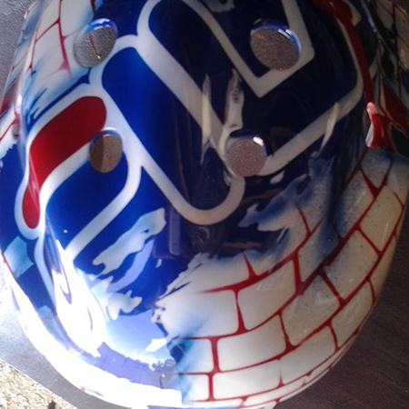 Fila style custom painted goalie mask