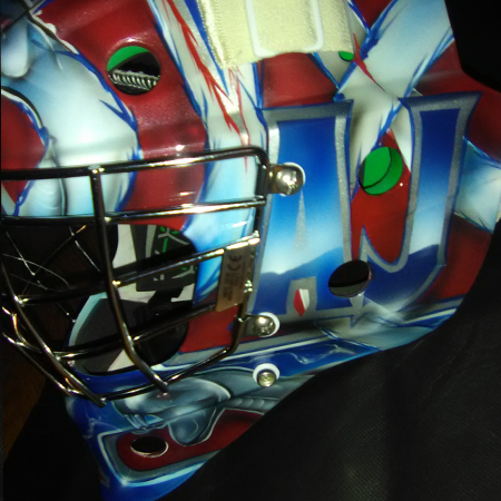 airbrushed snakes on goalie mask